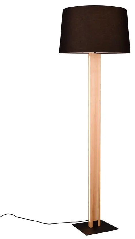Czarno-naturalna lampa stojąca z tekstylnym kloszem (wys. 150 cm) Rahul – Trio