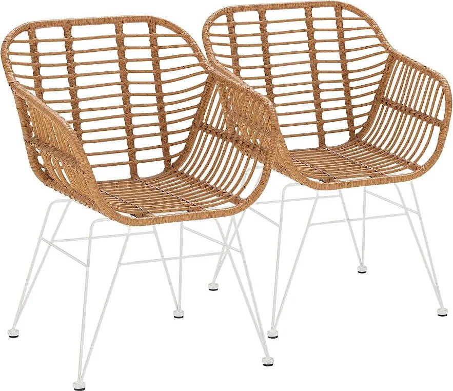 Pakiet dwóch krzeseł do jadalni lub ogrodu Elda Ratan/Biały