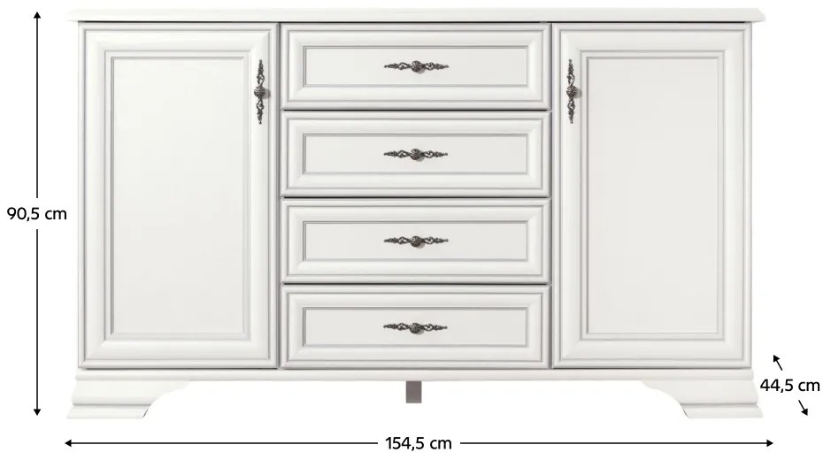 Komoda KENTAKT KOM2D4S, biel alpejska