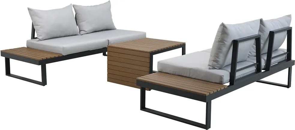 Zestaw Mebli Ogrodowych MARBELLA z Sofą Narożnikiem i Stolikiem SZARY