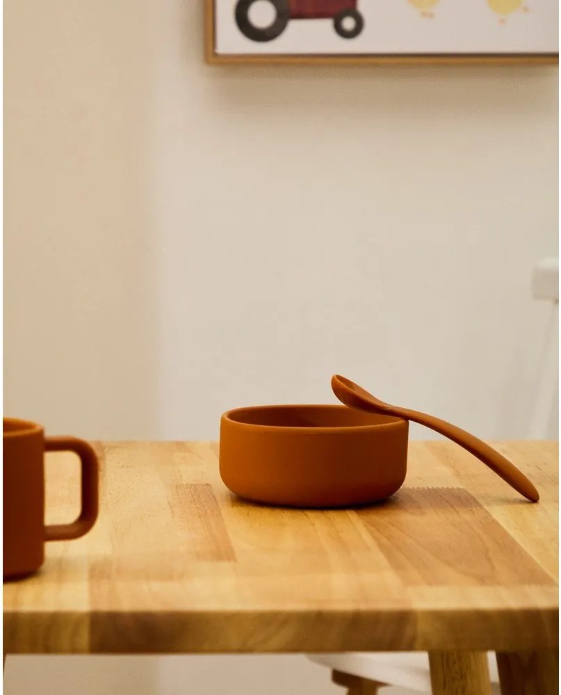 Jasnoniebiesko-pomarańczowe plastikowo-silikonowe łyżeczki dla dzieci zestaw 2 szt. Lili – Kave Home