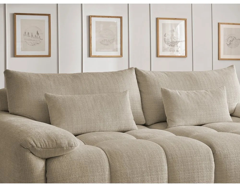 Beżowa sofa z tkaniny szenilowej 264 cm Ivane – Bobochic Paris