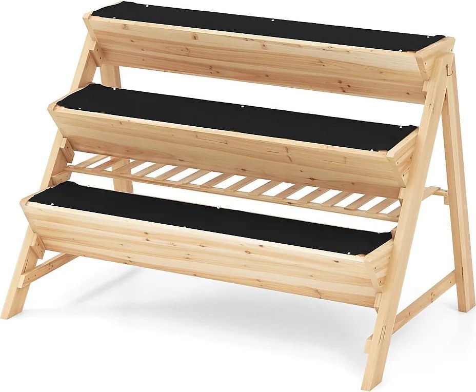 3-poziomowa podwyższona grządka Drewniana skrzynia ogrodowa