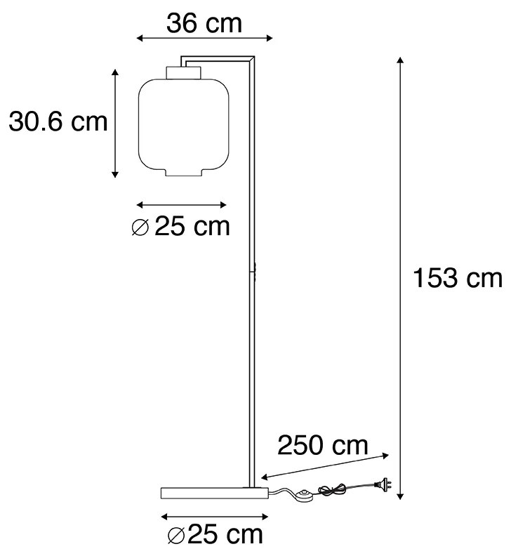 Designerska lampa podłogowa czarna z dymionym szkłem - Qara DownDesignerski Oswietlenie wewnetrzne