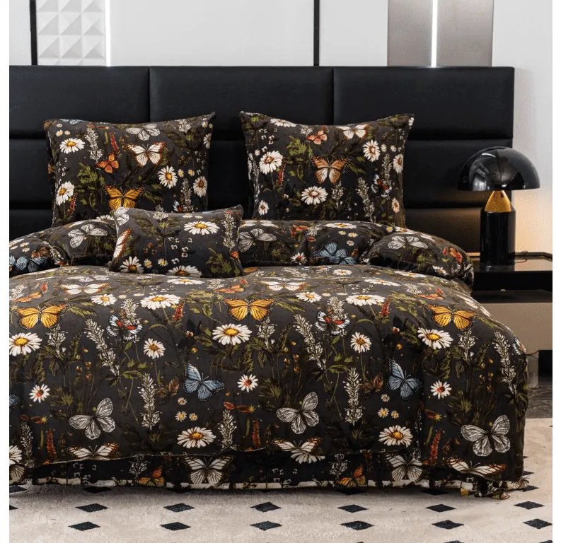 PrzytulneMieszkanie.pl PrzytulneMieszkanie.pl Pościel z mikropluszu MEADOW BUTTERFLY kolorowe Rozmiar pościeli: 2 szt 70 x 90 cm | 200 x 220 cm