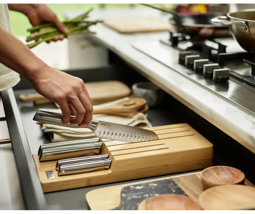 Zestaw noży ze stojakiem ze stali nierdzewnej 5 szt. Elevate Bamboo – Joseph Joseph