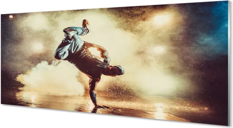 Panel szklany do Kuchni Mężczyzna w Tańcu z Dymem