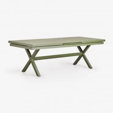 Stół Jadalny Aluminiowy Prostokątny Rozkładany Karena 180-240x90 Cm Intensywny Verde Olive & 180 - 240 X 90 Cm - Sklum