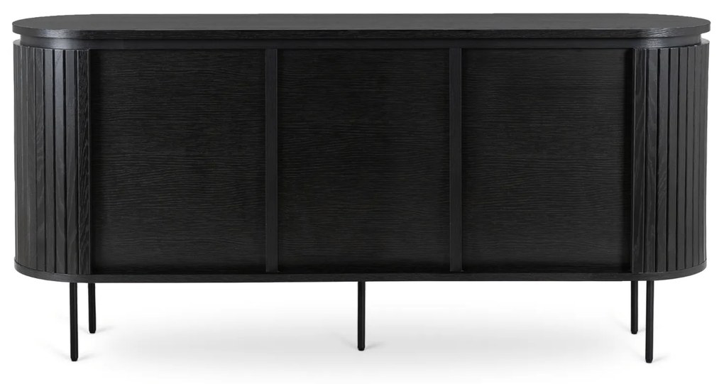 Komoda do Salonu BECK 160 cm Czarna Trzydrzwiowa Ryflowana Nowoczesna