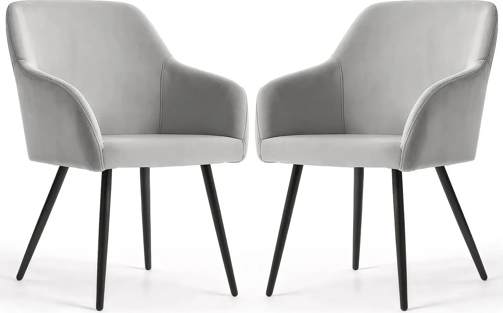 Zestaw 2 szarych krzeseł tapicerowanych welurem A5-D20