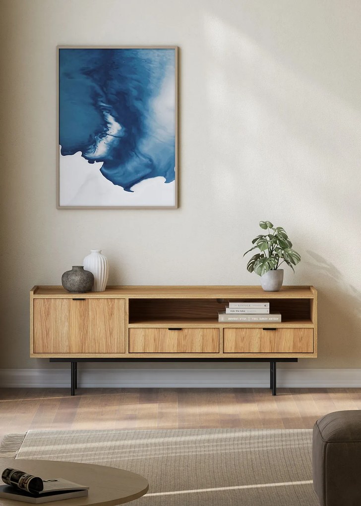 Szafka pod telewizor na nóżkach 150 cm hikora naturalna F2-P45