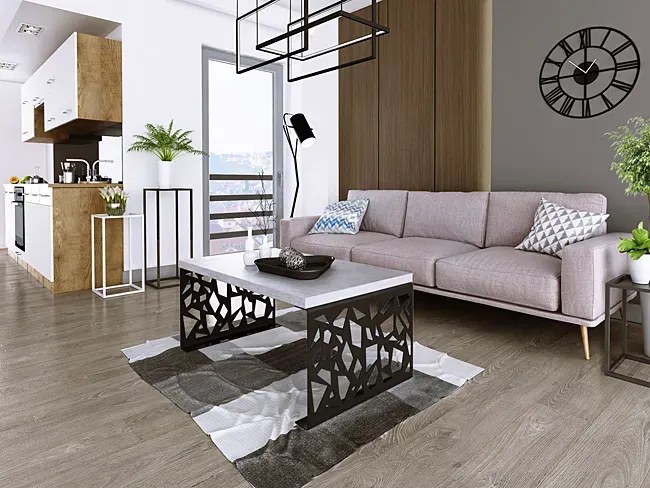 Nowoczesny stolik kawowy czarny + beton - Ofelio 3X