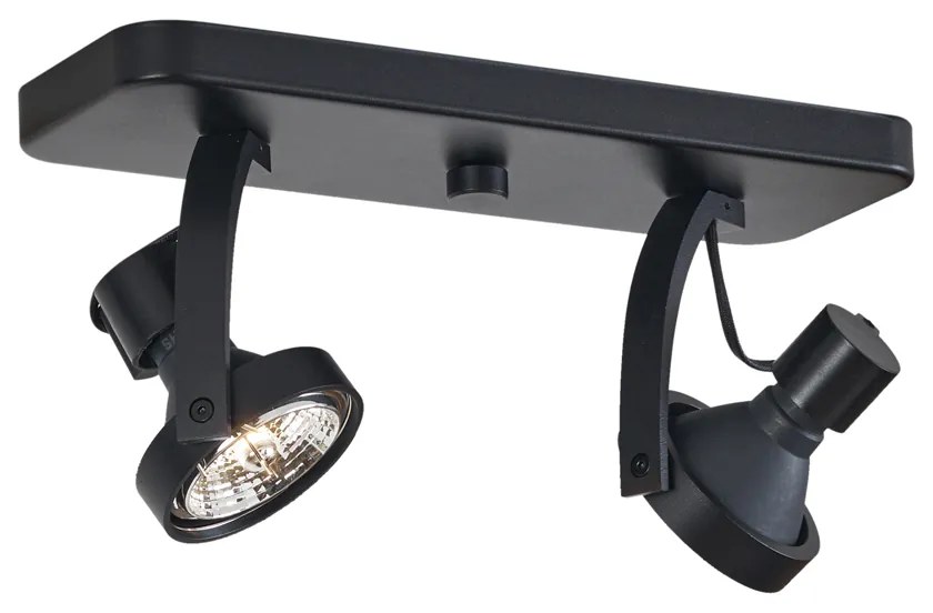 Designerski reflektor sufitowy czarny GU10 70mm 2-źródła światła regulowany - VoDesignerski Oswietlenie wewnetrzne