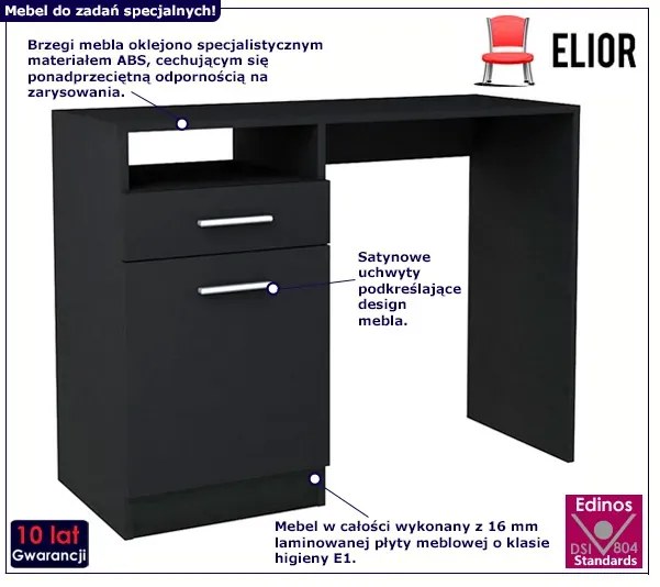 Czarne biurko do pokoju młodzieżowego 100 cm E7-M55