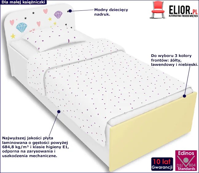Biało-żółte łóżko dziecięce 90x200 S7-T92
