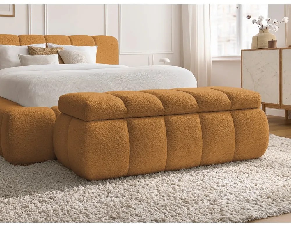 Ławka z materiału bouclé w kolorze ochry – Bobochic Paris