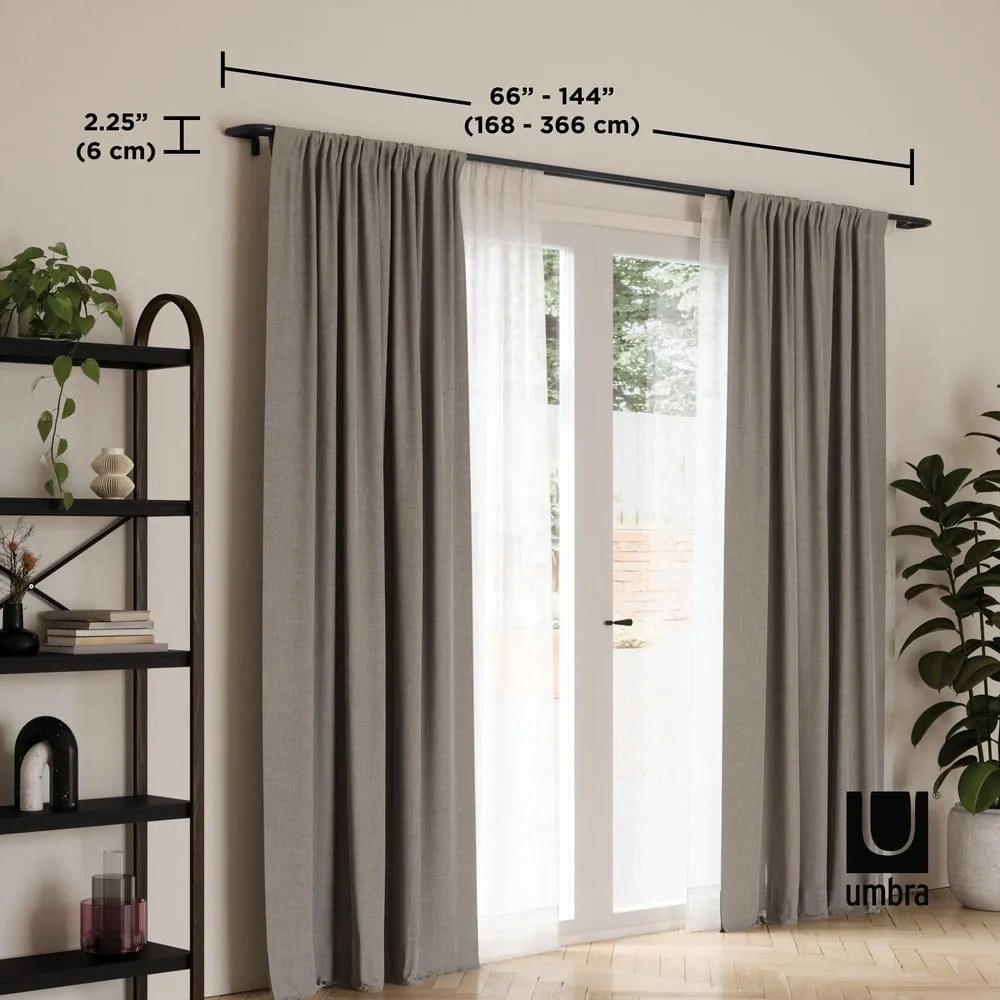 Stalowy regulowany podwójny karnisz 168 - 365 cm Twilight – Umbra