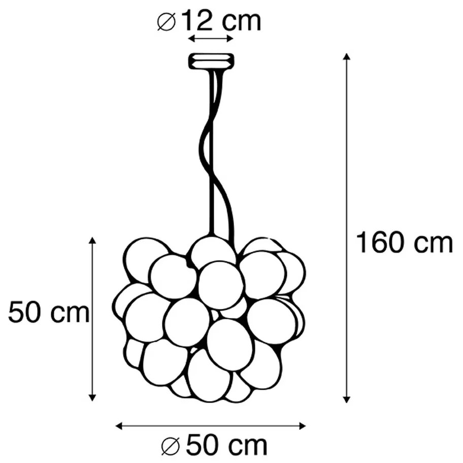 Inteligentna lampa wisząca czarna z bursztynowym szkłem, w tym 8 WiFi G9 - Uvas ArtDeco Oswietlenie wewnetrzne