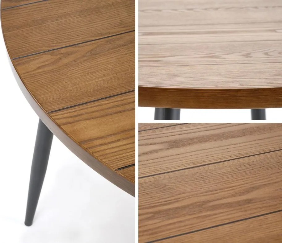 Okrągły stół do jadalni z orzechowym blatem Barry Halmar