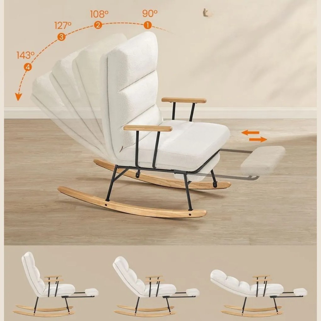 SongmicsHome Fotel bujany ROCKY, 97x67x100cm, kremowy