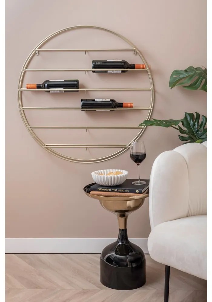 Wiszący metalowy regał na wino w kolorze złota liczba butelek 12 80x80x9 cm Redondo – PT LIVING