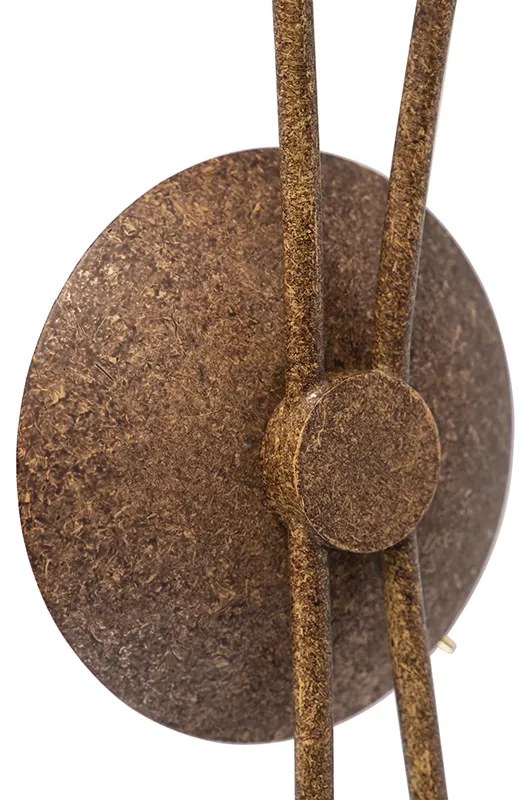 Rustykalna lampa ścienna brązowa z przełącznikiem 2-światłowa - Kreta Rustykalny / Vintage Oswietlenie wewnetrzne