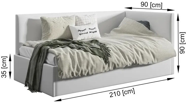 Szara sofa z funkcją spania i pojemnikiem E5-A05