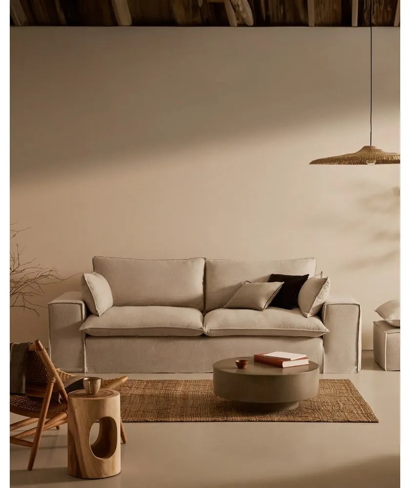 Beżowa lniana sofa 280 cm Anarela – Kave Home