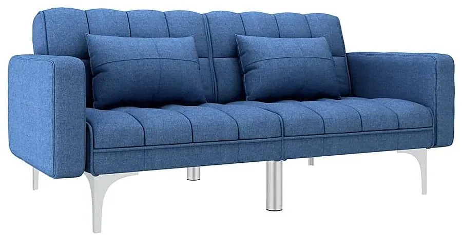 Rozkładana niebieska kanapa z poduszkami E9-K92