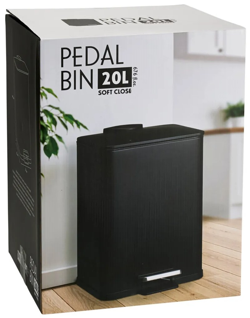 Metalowy kosz na śmieci DELTA, czarny, 20 l