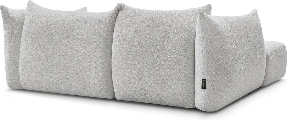 Jasnoszary narożnik z materiału bouclé (lewostronny/z szezlongiem) Azra – Bobochic Paris