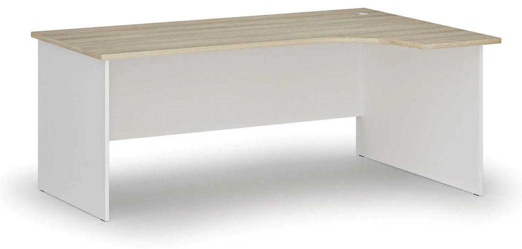 Narożne biurko PRIMO WHITE, 180x120 cm, prawe, biały/dąb naturalny