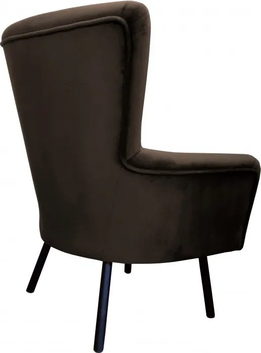 Fotel TULIP tkanina Welur noga metalowa Uszak luksusowy komfort salonu : Kolor nogi - Czarna, Kolor tkaniny - VELVET - MG05
