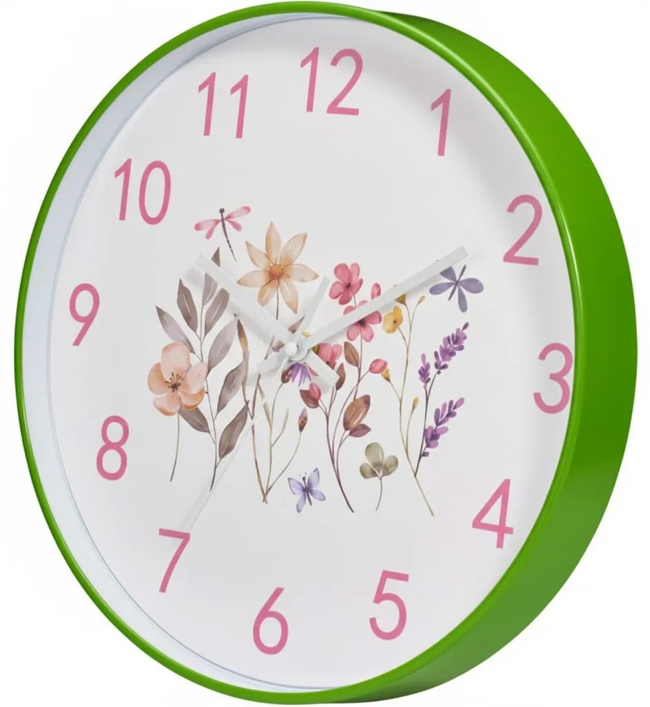 Zegar ścienny z motywem kwiatów, Ø 30 cm