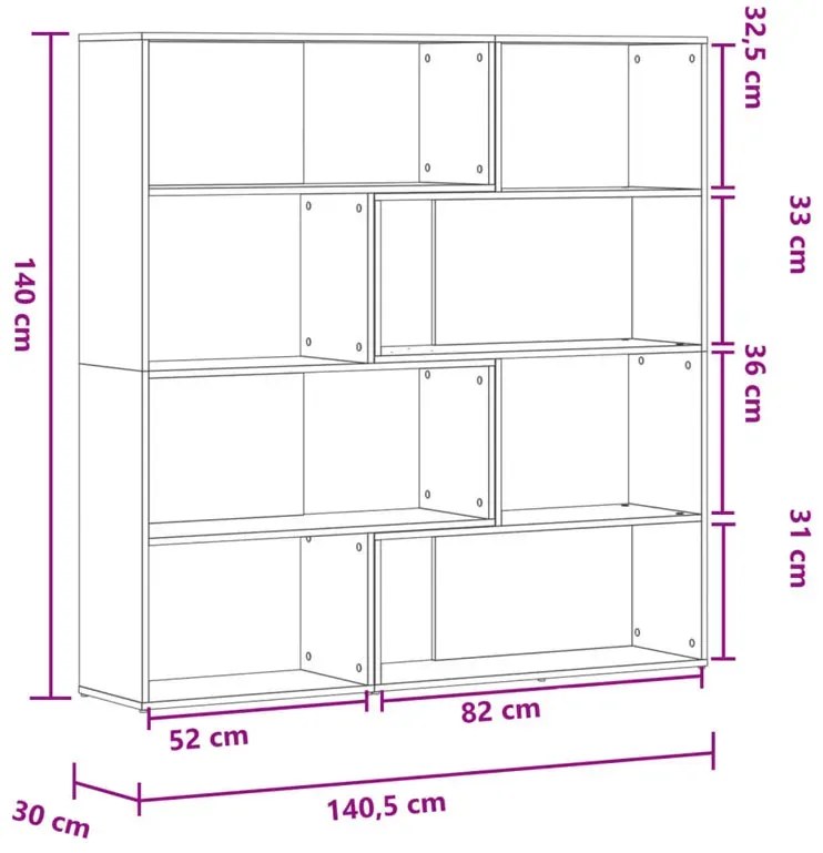 Narożny biały 4-poziomowy regał na książki R5-R25