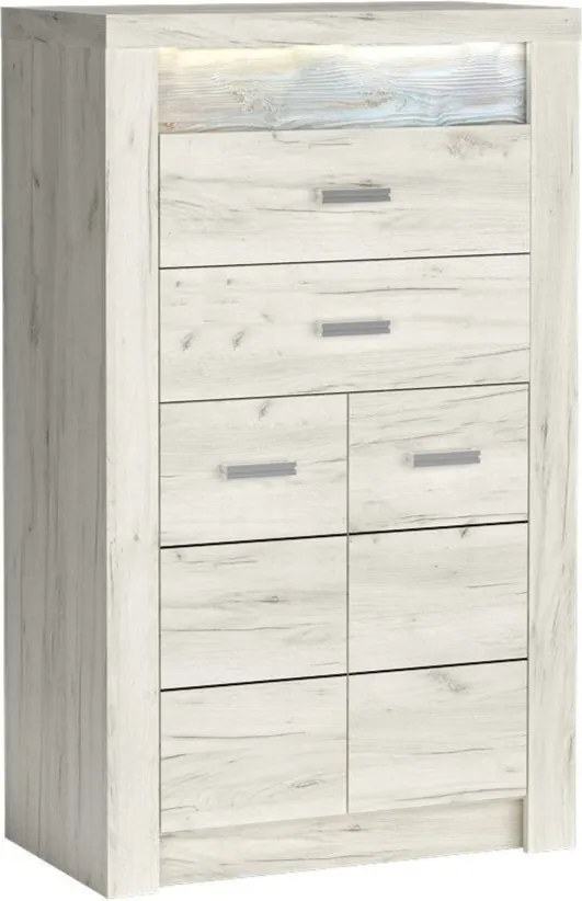 Komoda ZERI - Dąb biały / 76 cm / 2 szuflady