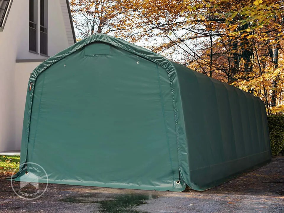 TOOLPORT 3,3x9,6m Namiot garażowy, PVC 800, ciemnozielony, ze statyką (podłoże gruntowe) - (58314)