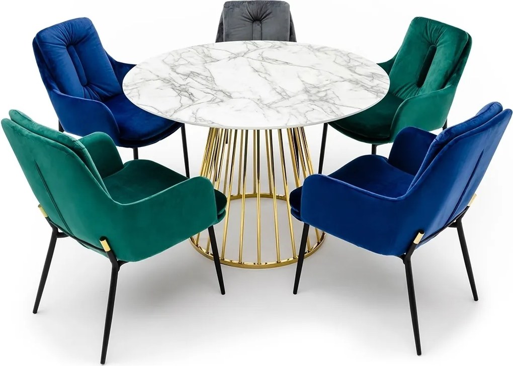 Stół na drucianej podstawie Glam Marble 110 imitacja marmuru
