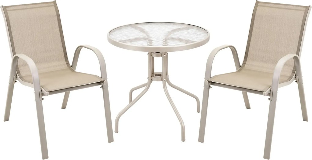 Beżowy zestaw ogrodowy 2 fotele i stolik A3-R75