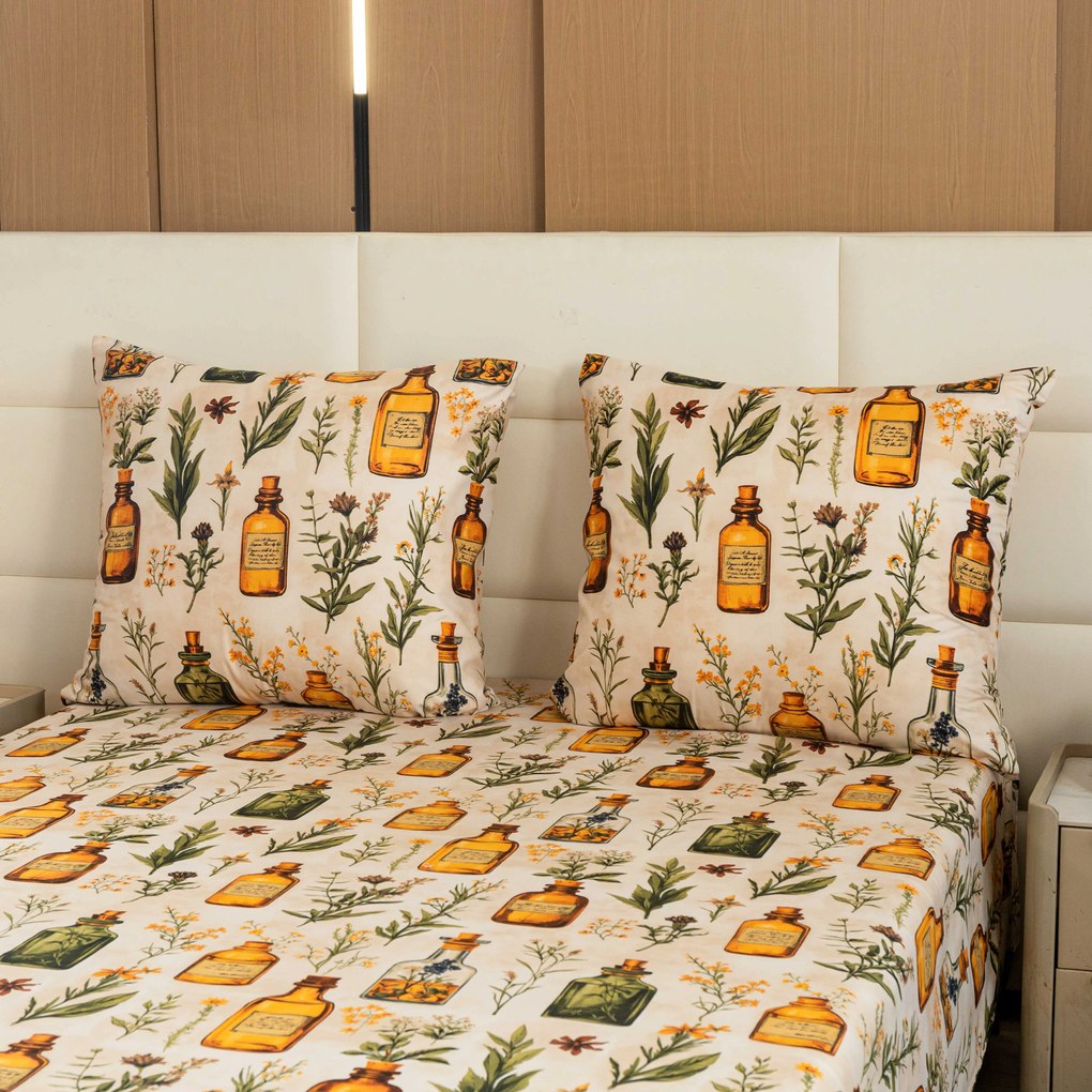 PrzytulneMieszkanie.pl PrzytulneMieszkanie.pl Pościel z mikrofibry APOTHECARY kremowe Rozmiar pościeli: 2 szt 70 x 90 cm | 200 x 220 cm