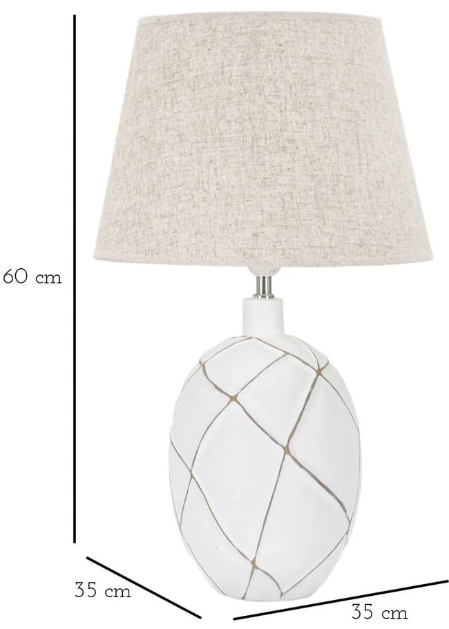 Biało-kremowa lampa stołowa z tekstylnym kloszem (wys. 60 cm) Lines – Mauro Ferretti