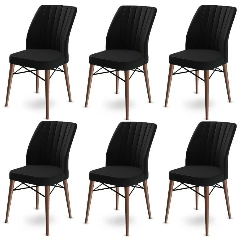 Zestaw krzeseł do jadalni Flex Black and Brown, 6 szt.