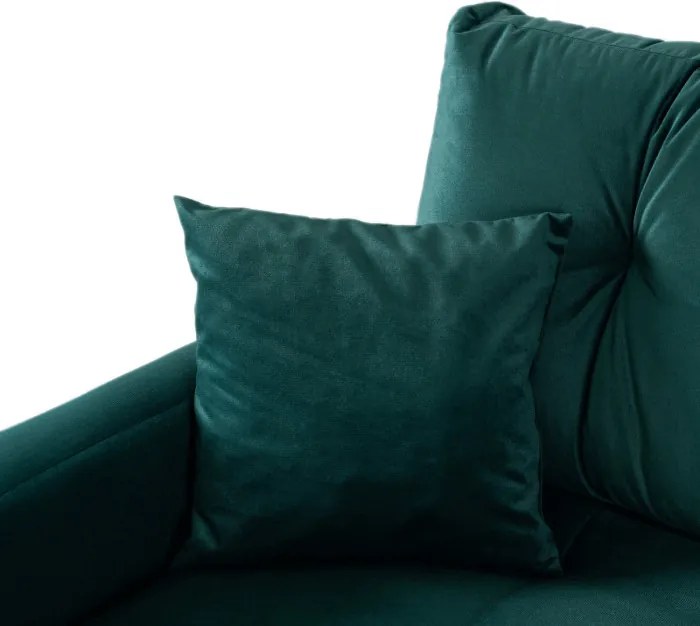 Sofa z Funkcją Spania SEUL Rozkładana Dwuosobowa Welurowa Zielona Nowoczesna do Salonu