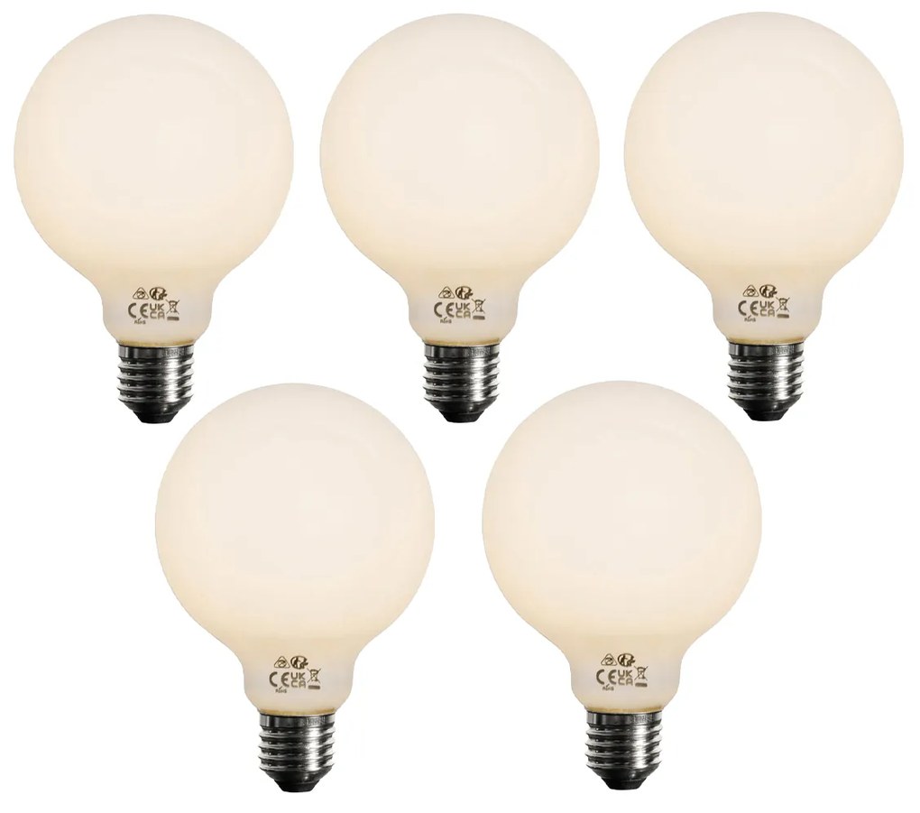 Zestaw 5 żarówek LED opalowych G95 E27 3-stopniowe ściemnialne 4W 450 lm 2700K