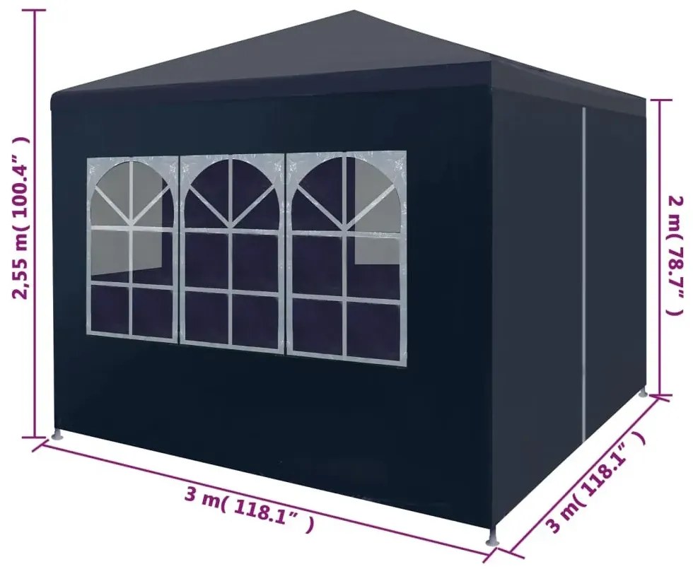 Niebieski namiot ogrodowy z oknami B3-F09