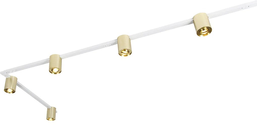 Szyna sufitowa biała ze złotem z 5 reflektorami 1-fazowymi - Rondoo Up