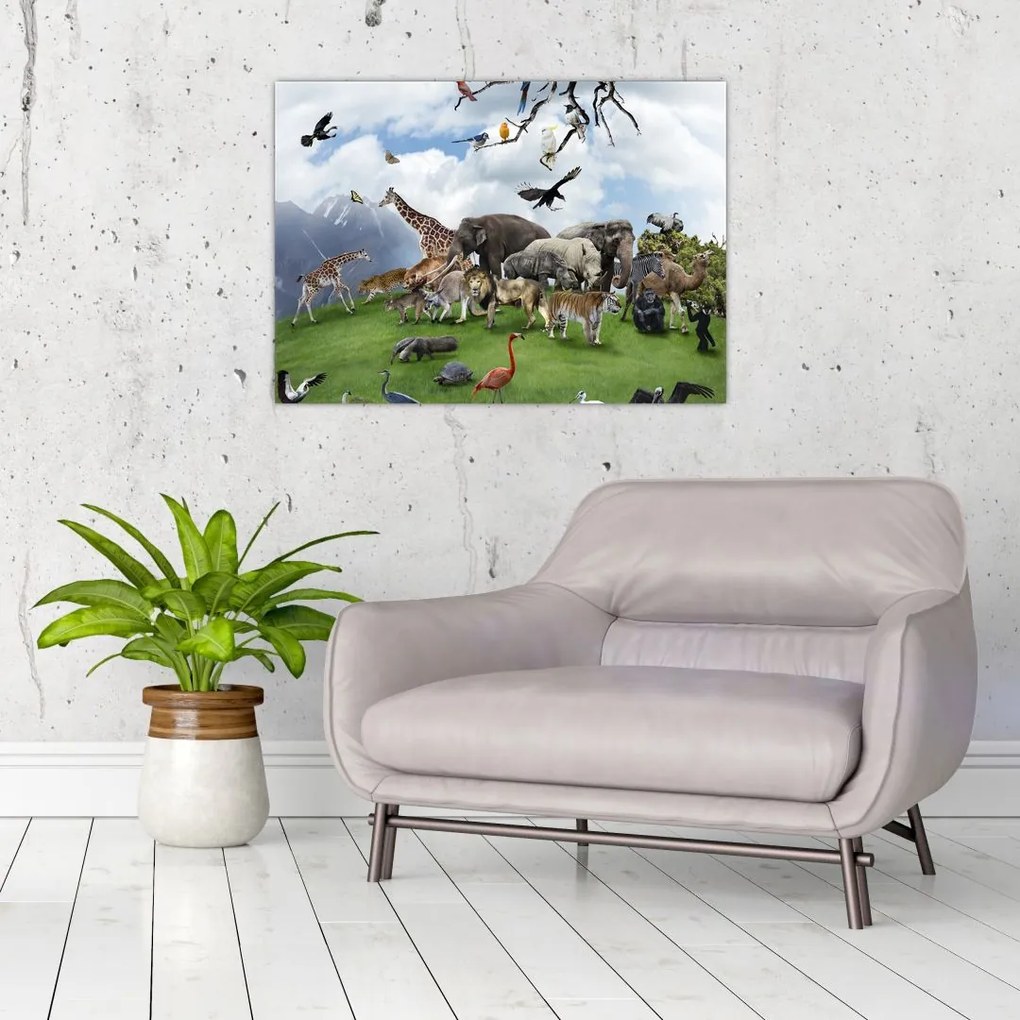 Obraz - Zwierzątka na wyspie (70x50 cm)