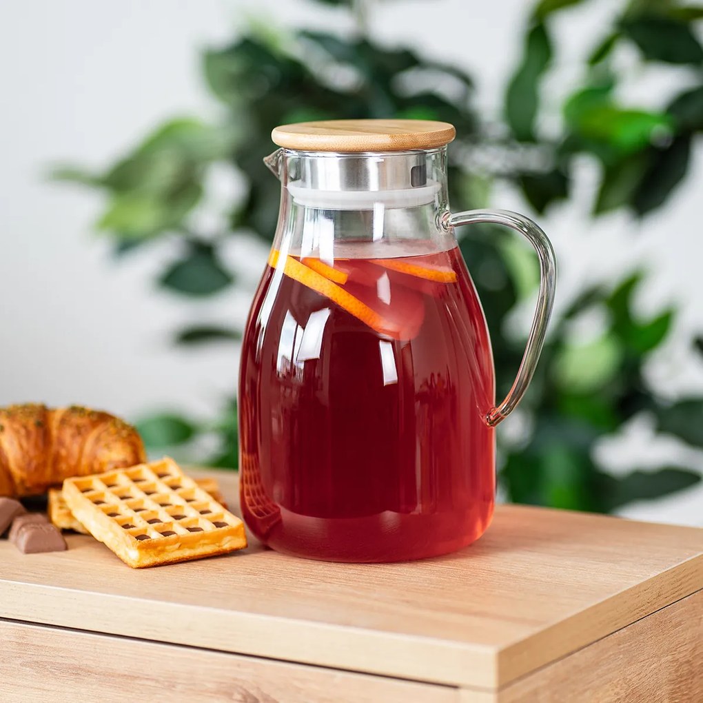 4Home Dzbanek szklany z pokrywką Bamboo Hot&Cool, 1,7 l
