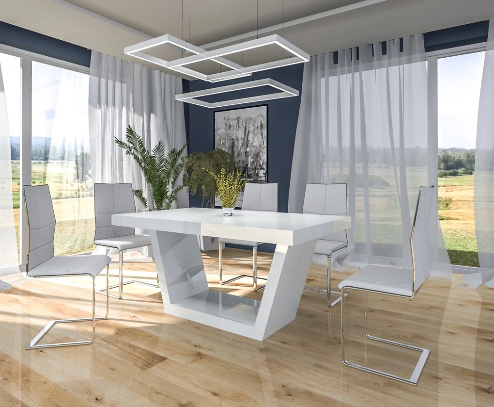 Nowoczesny stół do jadalni w połysku Senator biały