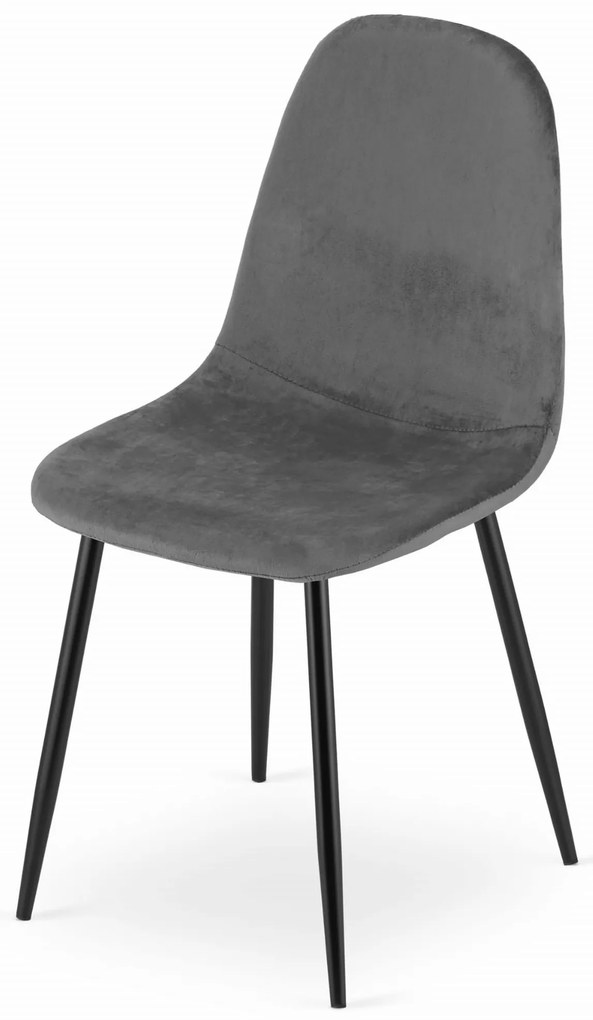 PROMOCJA Ciemnoszare krzesło aksamitne COMO z czarnymi nogami II jakość